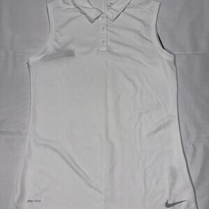 Nike White Sleeveless Polo Top